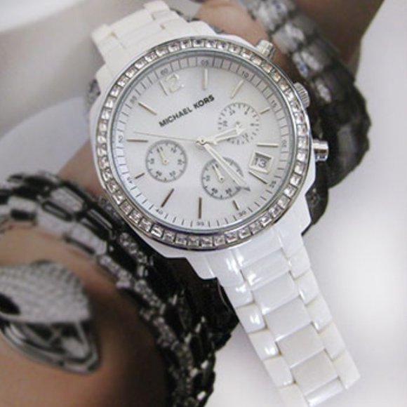 Michael Kors Accessories - Michael Kors white crystal watch